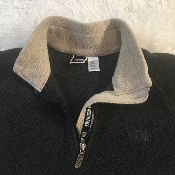 The North Face Mens Pullover Jacket Polartec Fleece Dark Gray Beige Medium - Picture 3 of 12